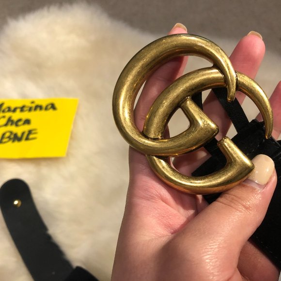 ❤️SOLD❤️ GUCCI CLOVER BELT WITH DOUBLE G BUCKLE - Picture 4 of 8
